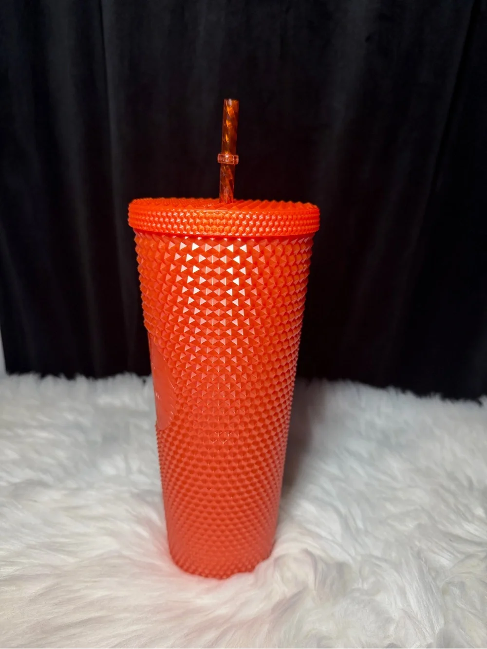 Starbucks 2022 Halloween Orange Studded Cold Cup Tumbler with Straw
